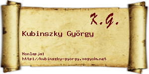 Kubinszky György névjegykártya