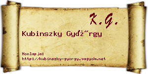 Kubinszky György névjegykártya